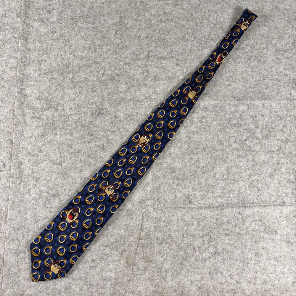 Vintage 1994 Looney Tunes Mania Tasmanian Devil 100% Silk Tie Hand Made in Korea